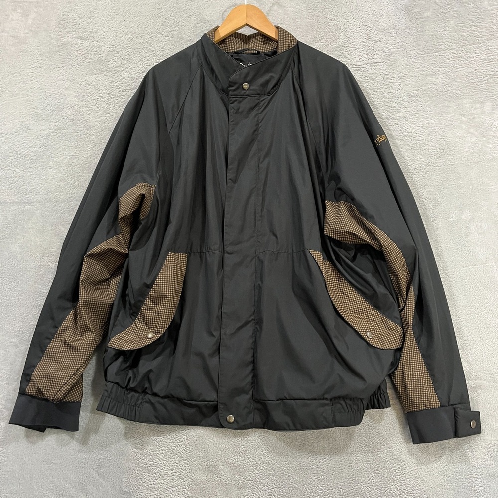 FootJoy Dryjoys Jacket Mens 2XL Golf Windbreaker Full Zip Herringbone Retro 90s